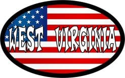 4in x 2.5in Oval American Flag West Virginia Sticker