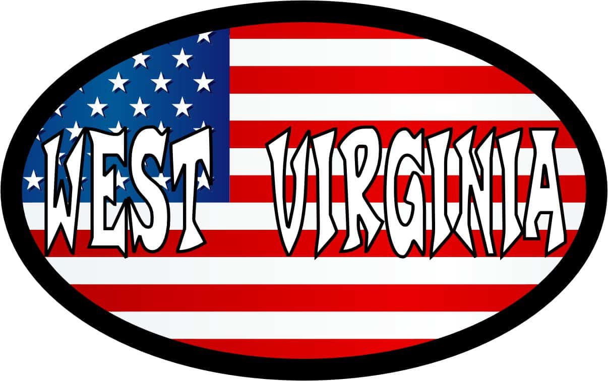 4in x 2.5in Oval American Flag West Virginia Sticker