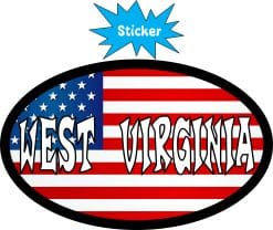 Alternative view of 4in x 2.5in Oval American Flag West Virginia Sticker
