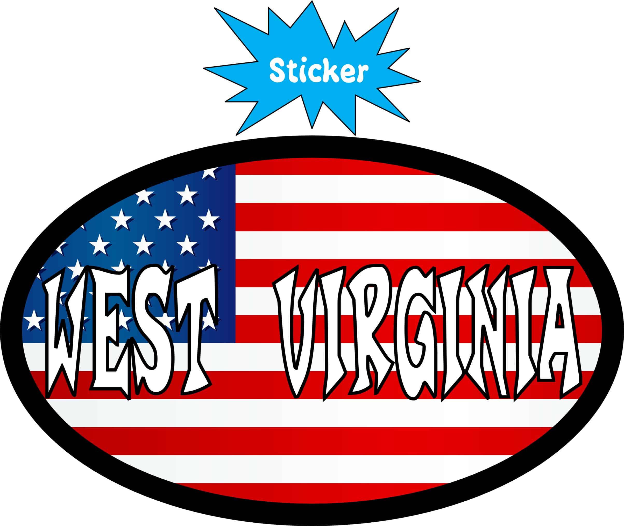 4in x 2.5in Oval American Flag West Virginia Sticker - Image 2
