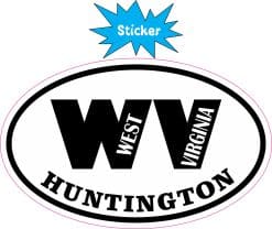 Alternative view of 4in x 2.5in Oval WV Huntington West Virginia Sticker