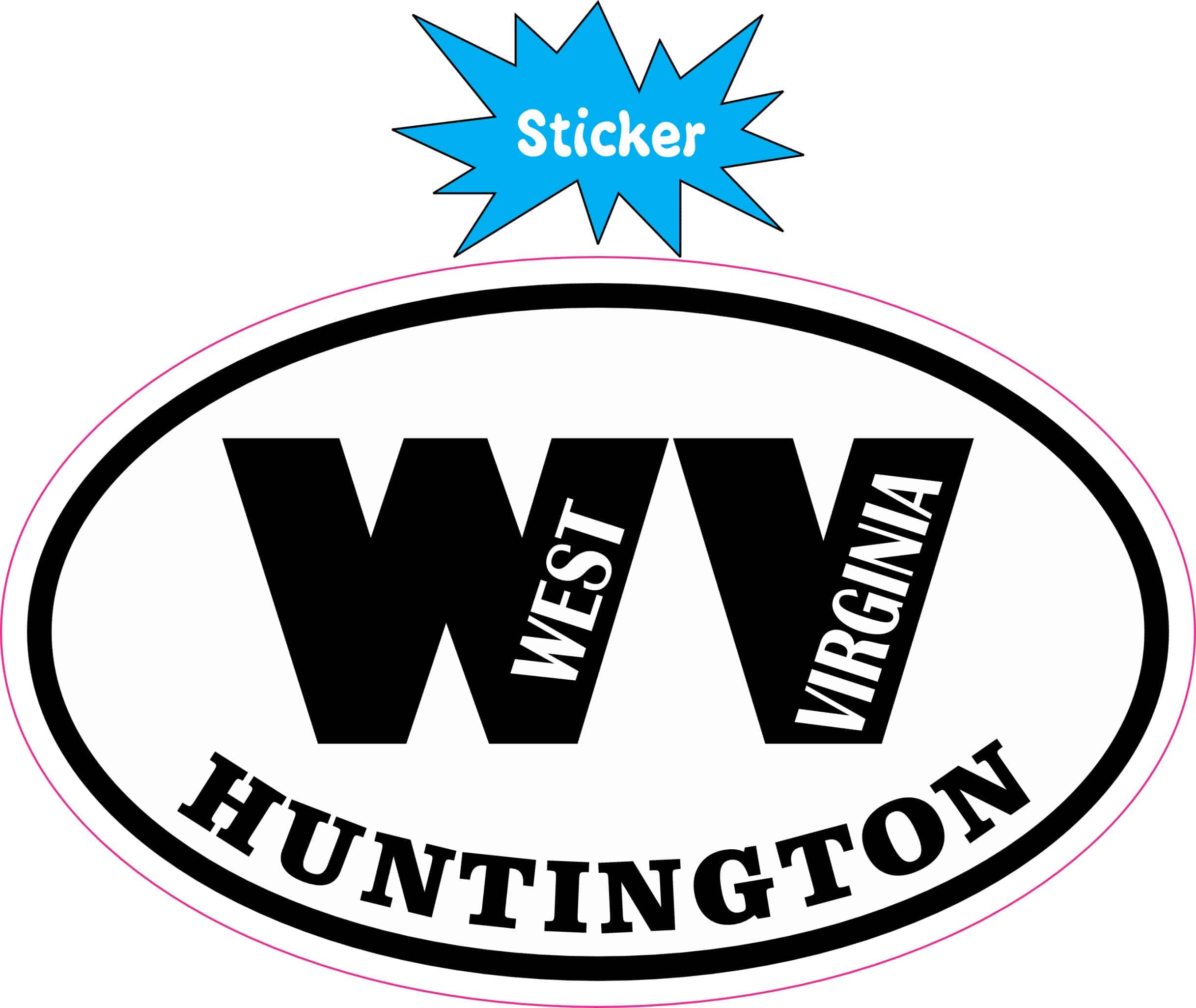 4in x 2.5in Oval WV Huntington West Virginia Sticker - Image 2