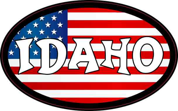 Oval American Flag Idaho Sticker