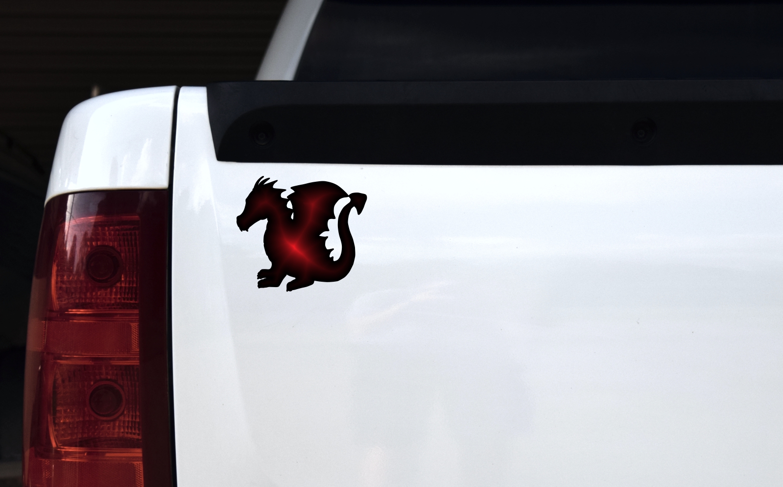 5in x 4.5in Red and Black Dragon Silhouette Sticker - Image 2