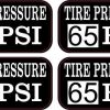 Tire Pressure 65 PSI Stickers