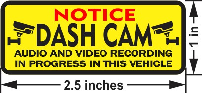 2.5in x 1in Notice Dash Cam Stickers - Image 2
