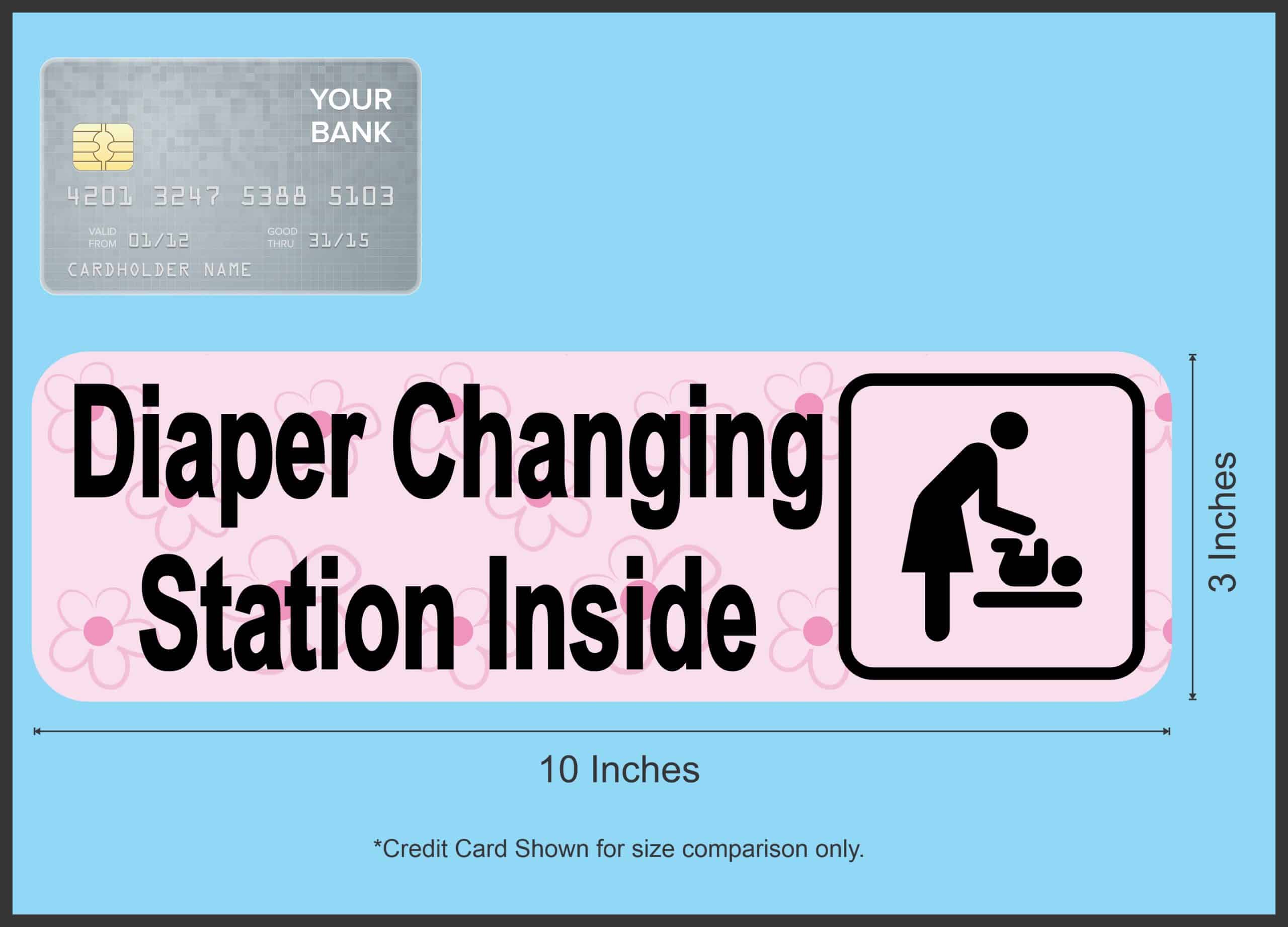 10in x 3in Pink Diaper Changing Station Sticker - Image 4