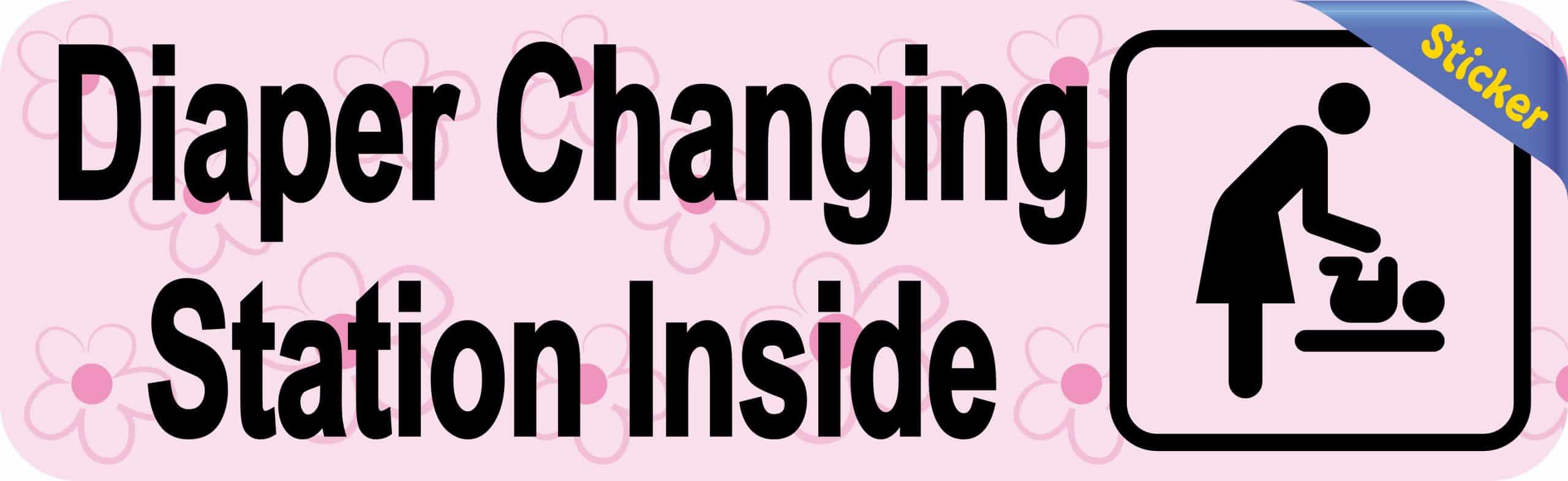 10in x 3in Pink Diaper Changing Station Sticker - Image 2