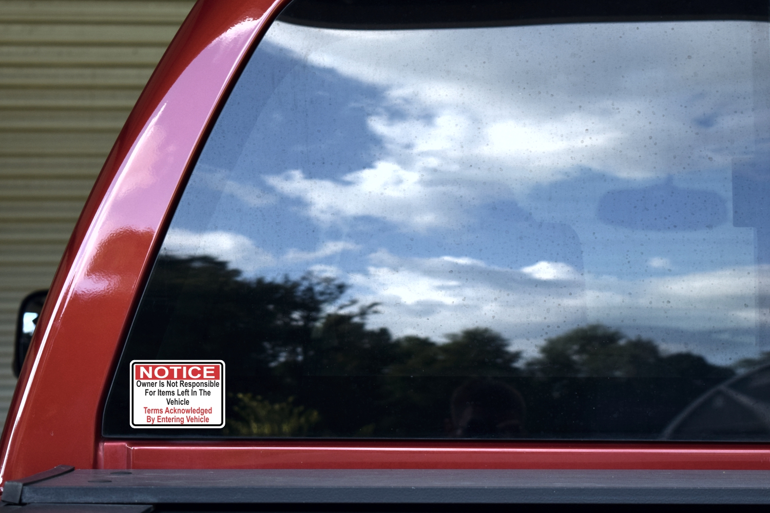 Owner Not Responsible for Items Left in Vehicle Stickers
