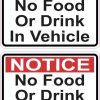 No Food or Drink in Vehicle Stickers