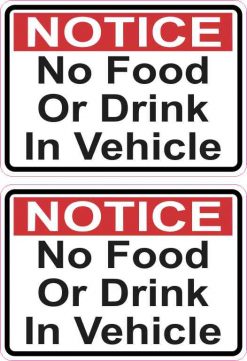 No Food or Drink in Vehicle Stickers