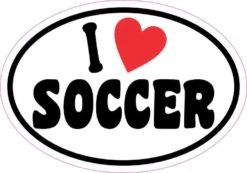 Oval I Love Soccer Sticker
