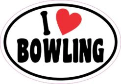 Oval I Love Bowling Sticker