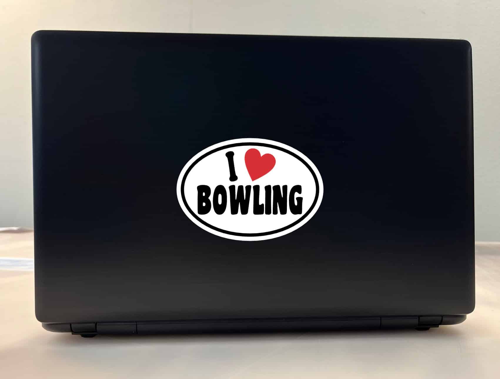 5in x 3.5in Oval I Love Bowling Sticker - Image 4