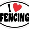 Oval I Love Fencing Sticker