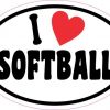Oval I Love Softball Sticker