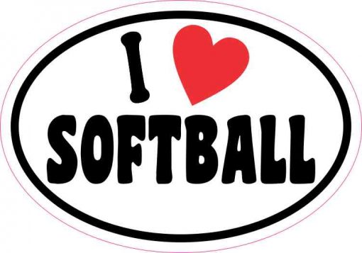 Oval I Love Softball Sticker