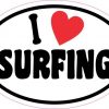 Oval I Love Surfing Sticker