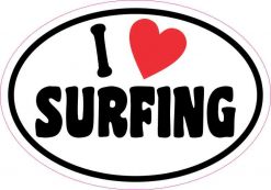 Oval I Love Surfing Sticker