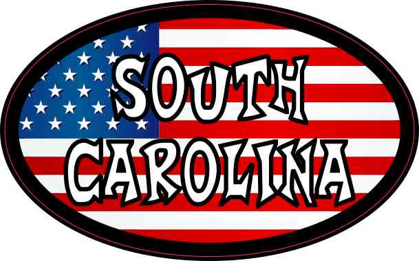 Oval American Flag South Carolina Sticker