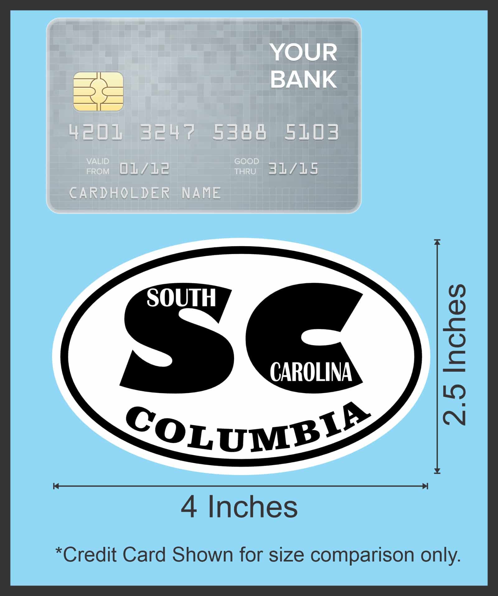 4in x 2.5in Oval SC Columbia South Carolina Sticker - Image 7