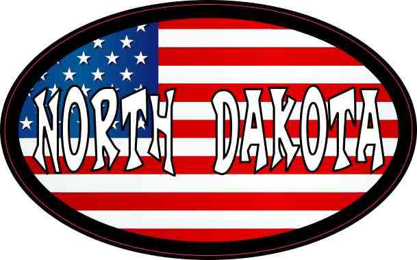 Oval American Flag North Dakota Sticker