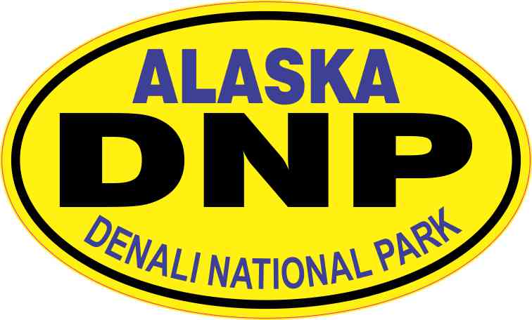 Yellow Oval Denali National Park Sticker