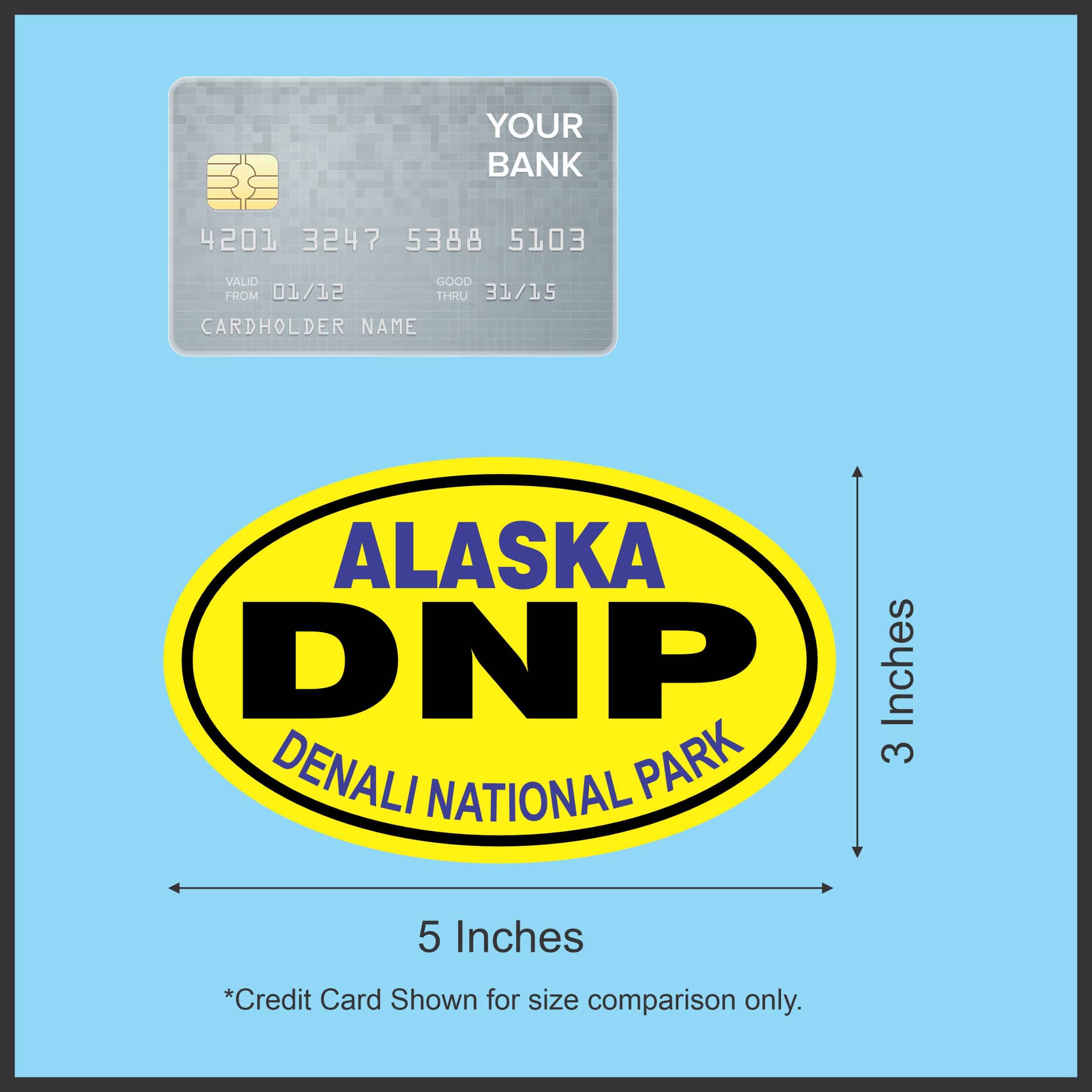 5in x 3in Yellow Oval Denali National Park Sticker - Image 6