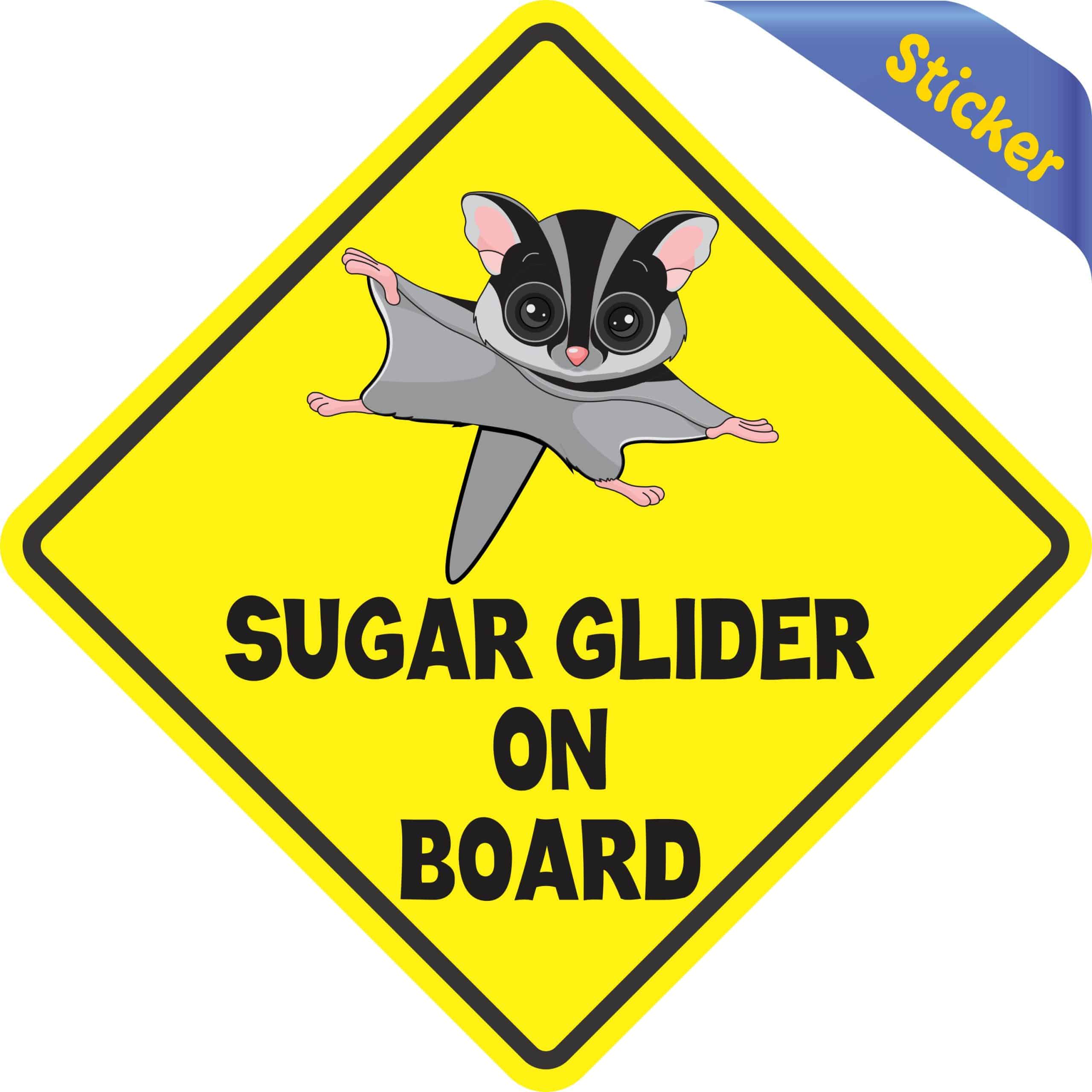 5in x 5in Gray Sugar Glider on Board Sticker - Image 2