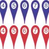 Numbered 0-10 Red and Blue Map Pointer Stickers