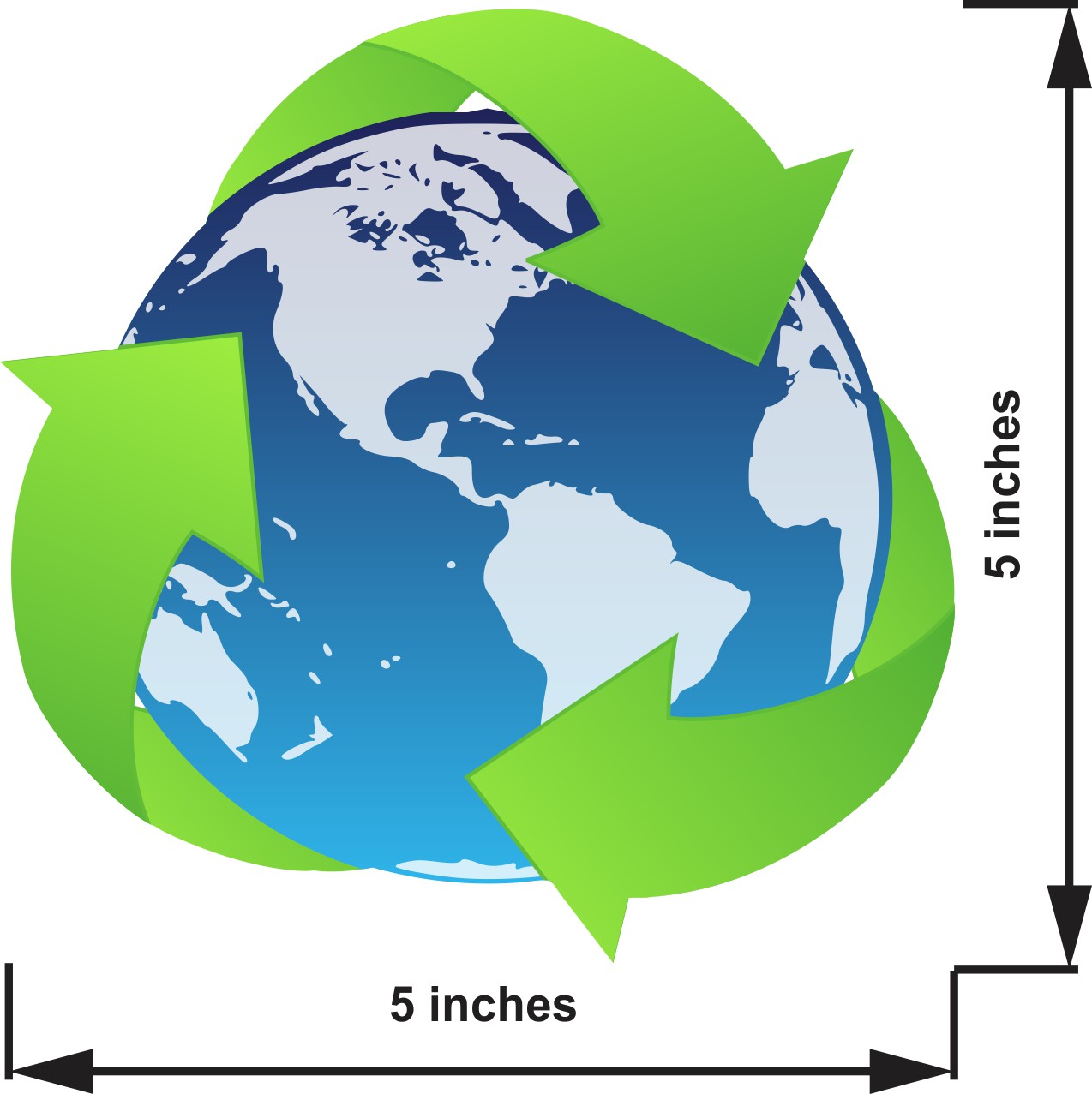 5in x 5in Green Earth Recycle Sticker - Image 3