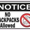 Notice No Backpacks Allowed Magnet