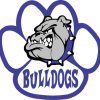 Blue and White Bulldog Paw Sticker