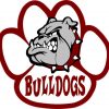Maroon Bulldog Paw Sticker