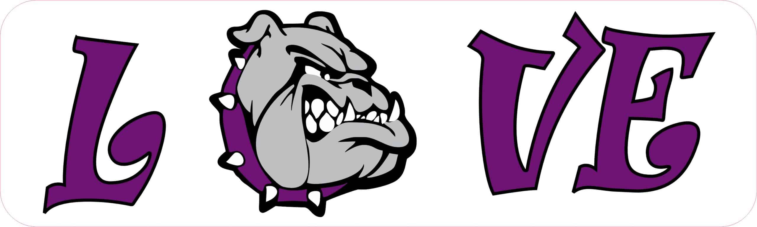 10in x 3in Love Purple Bulldog Magnet