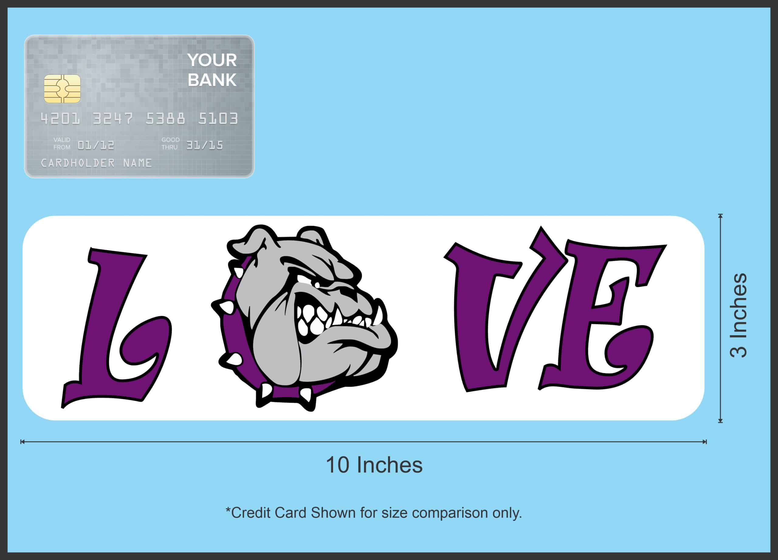 10in x 3in Love Purple Bulldog Magnet - Image 4