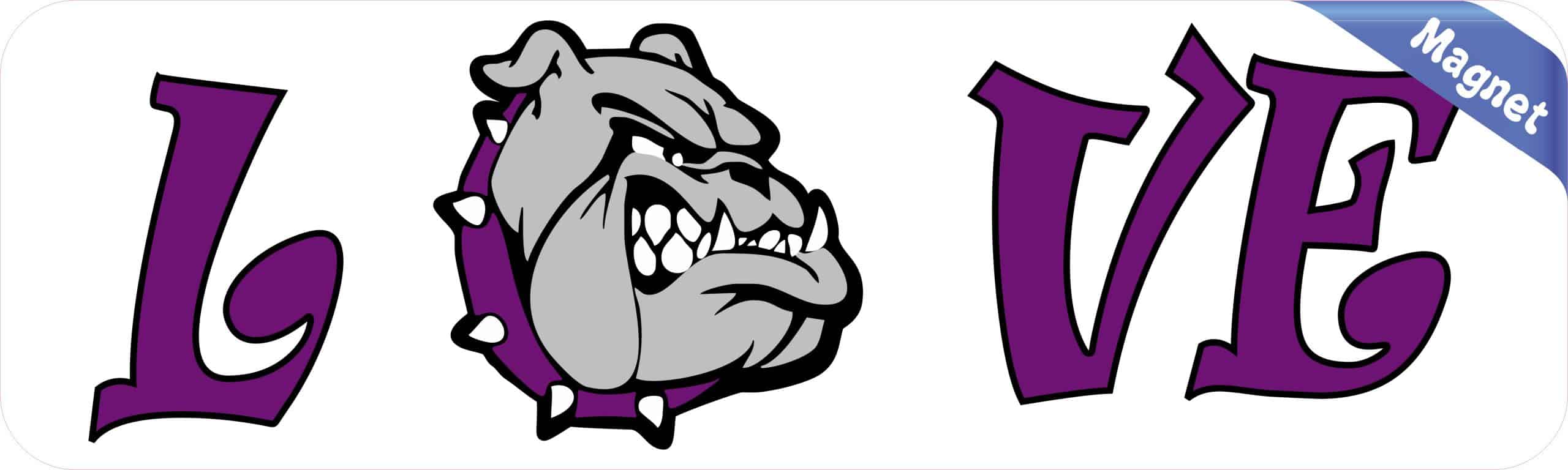 10in x 3in Love Purple Bulldog Magnet - Image 2