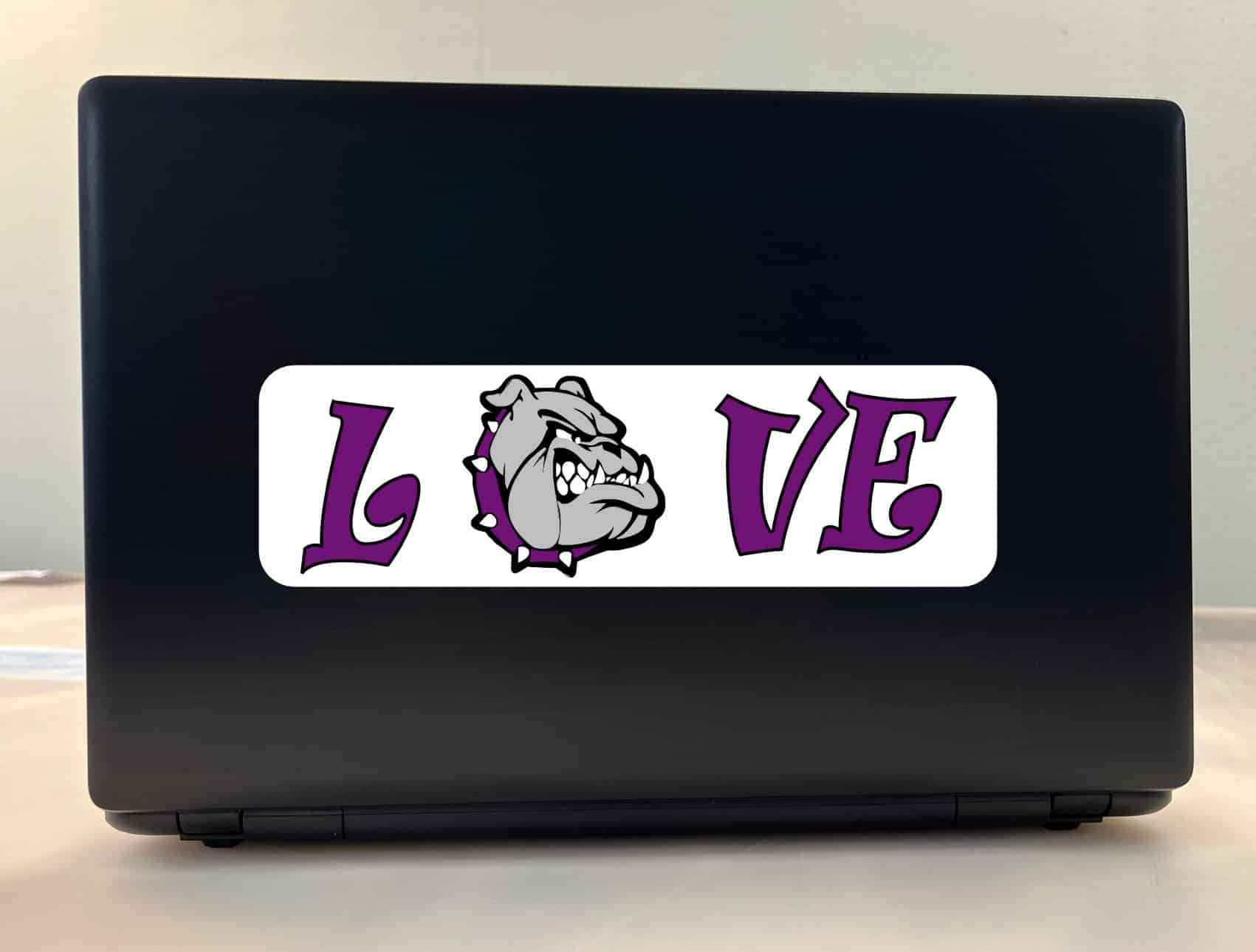 10in x 3in Love Purple Bulldog Bumper Sticker - Image 3