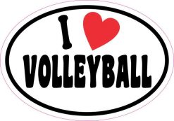 Oval I Love Volleyball Sticker