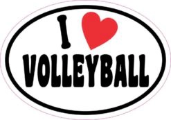Oval I Love Volleyball Sticker