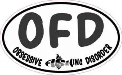 Oval OFD Obsessive Fishing Disorder Sticker