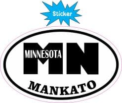 Alternative view of 4in x 2.5in Oval MN Mankato Minnesota Sticker