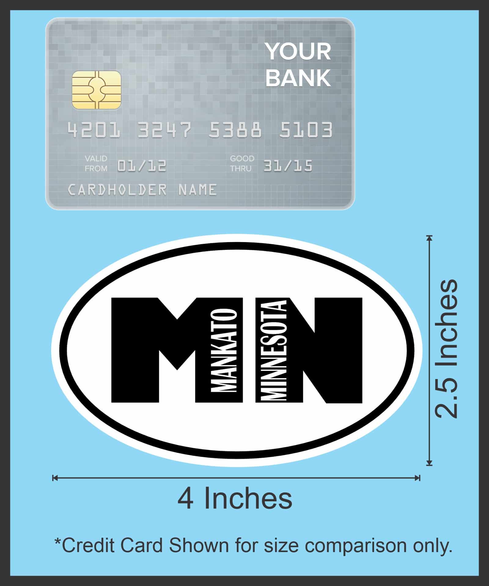 4in x 2.5in Oval Mankato Minnesota Sticker