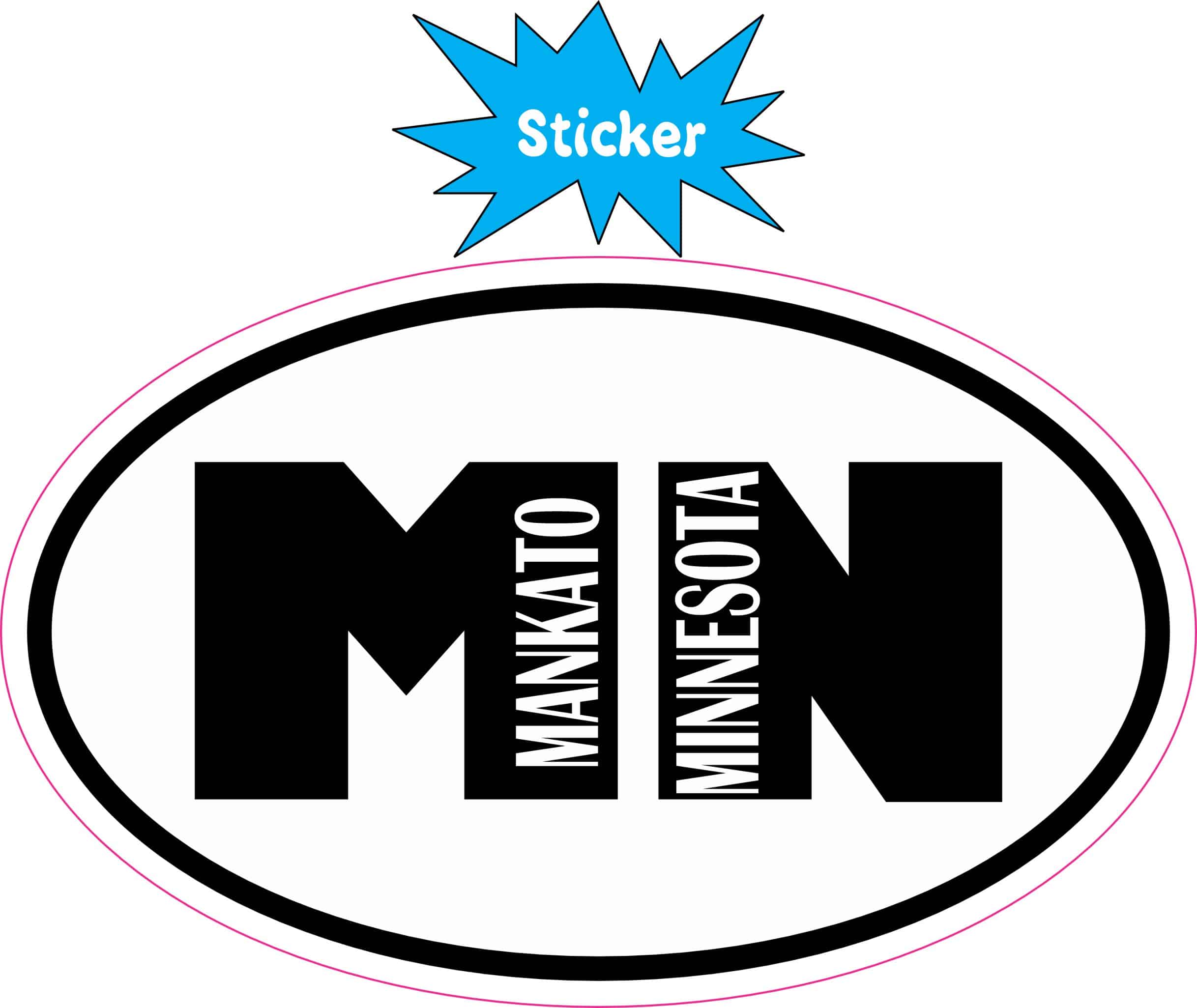 4in x 2.5in Oval Mankato Minnesota Sticker