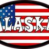 Oval American Flag Alaska Sticker