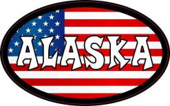 Oval American Flag Alaska Sticker