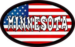 Oval American Flag Minnesota Sticker