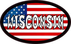 Oval American Flag Wisconsin Sticker