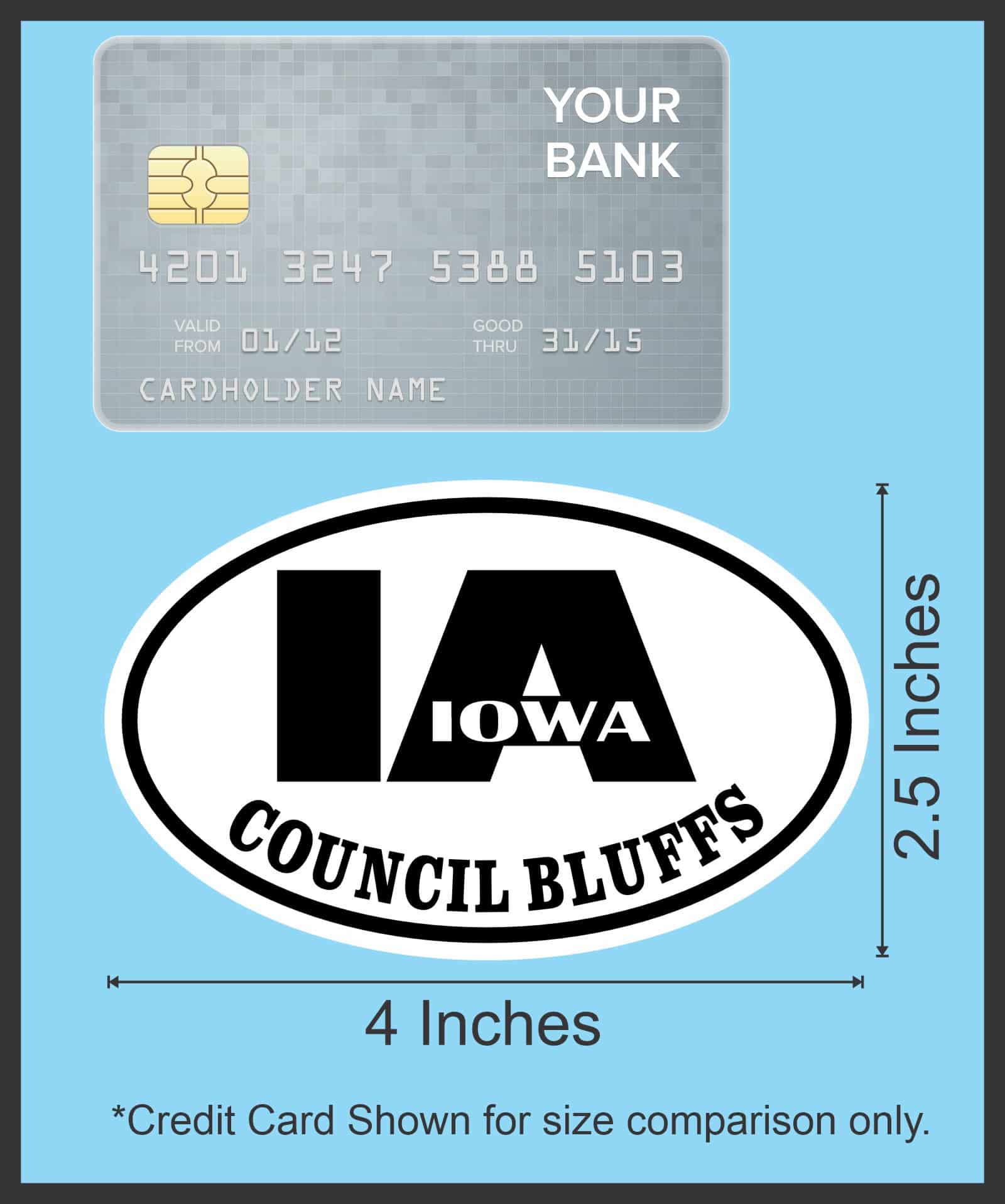 Oval IA Council Bluffs Iowa Sticker, 4 inches by 2.5 inches - Image 6