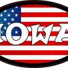 Oval American Flag Iowa Sticker